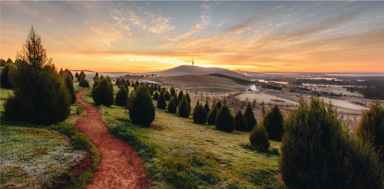 Sunrise at the National Arboretum, Canberra, Australia.