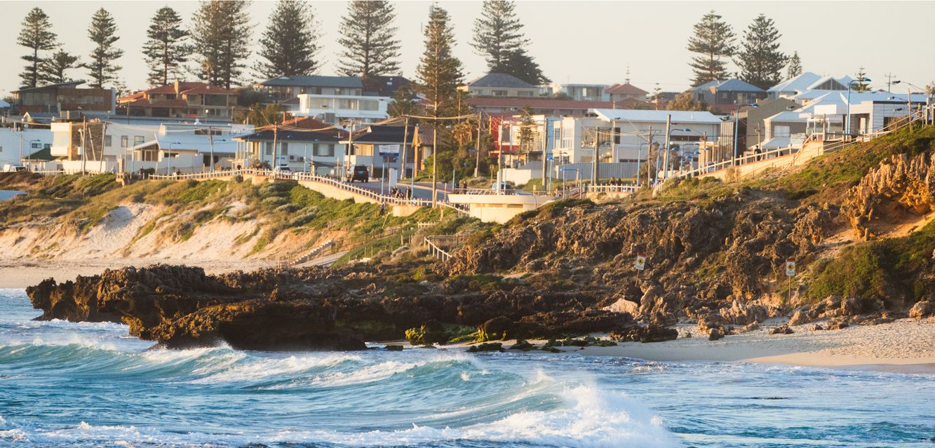 Waves roll in at Trigg Beach in Balcatta, Perth.