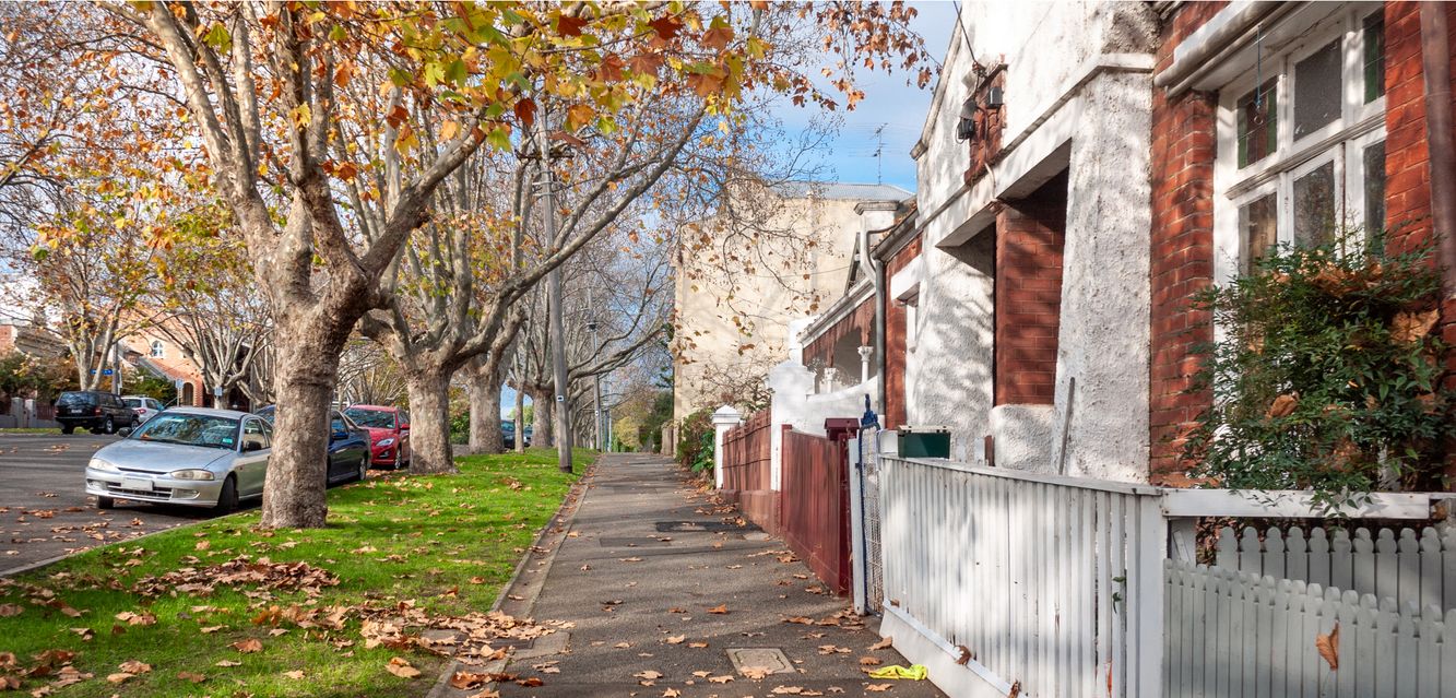 A pedestrian sidewalk in North Melbourne, Victoria.
