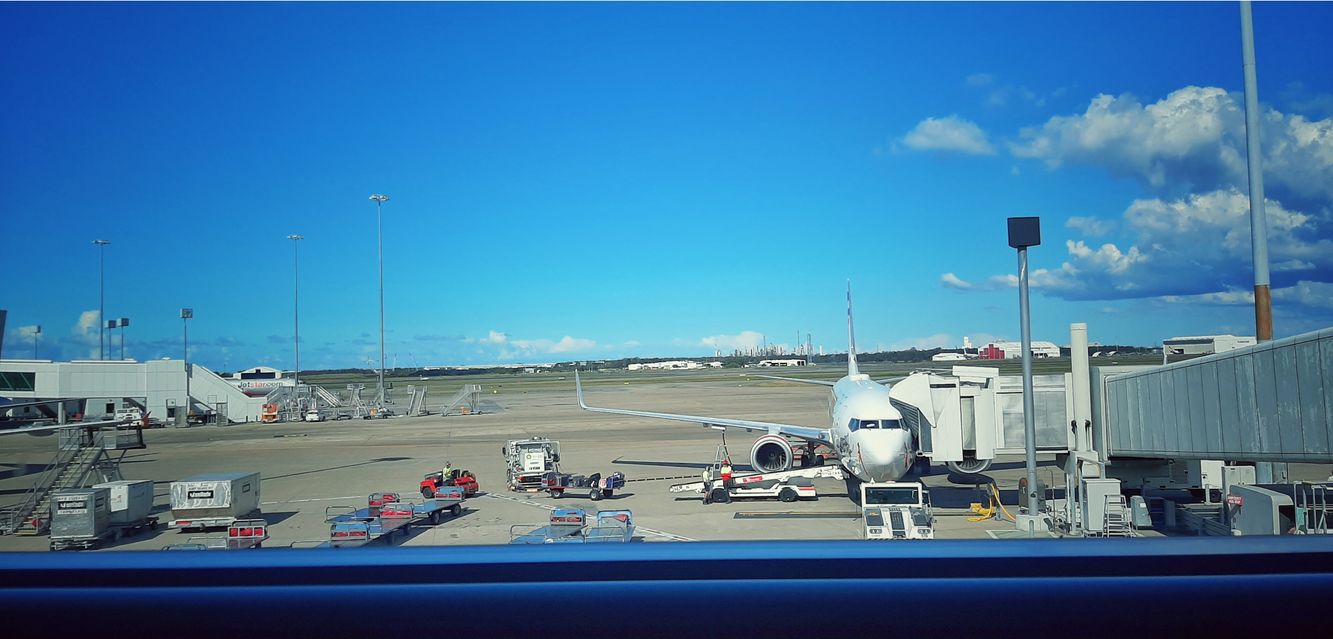 The view from the waiting room in the domestic terminal of Brisbane Airport.