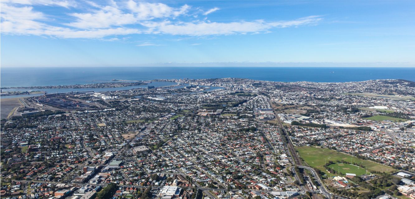 An aerial view of Hamilton, Newcastle.