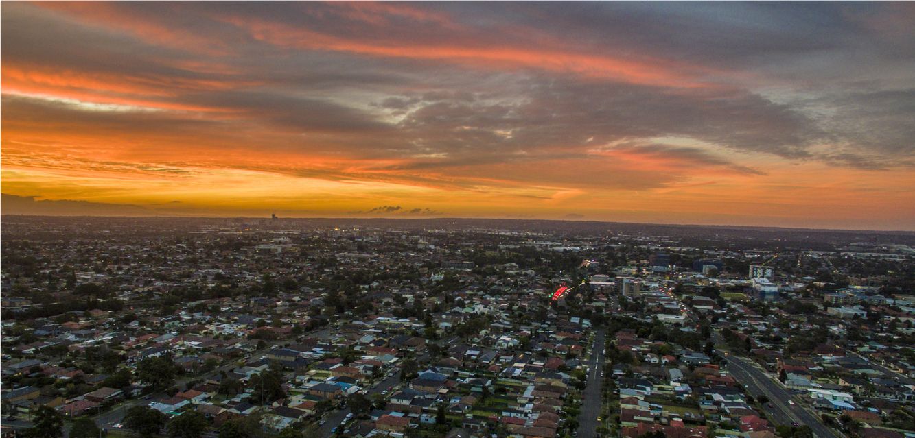 Sunset over Lidcombe, Sydney.