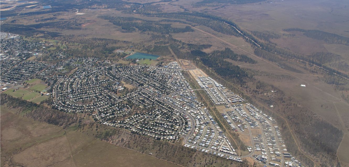 An aerial view of Moranbah, Queensland.