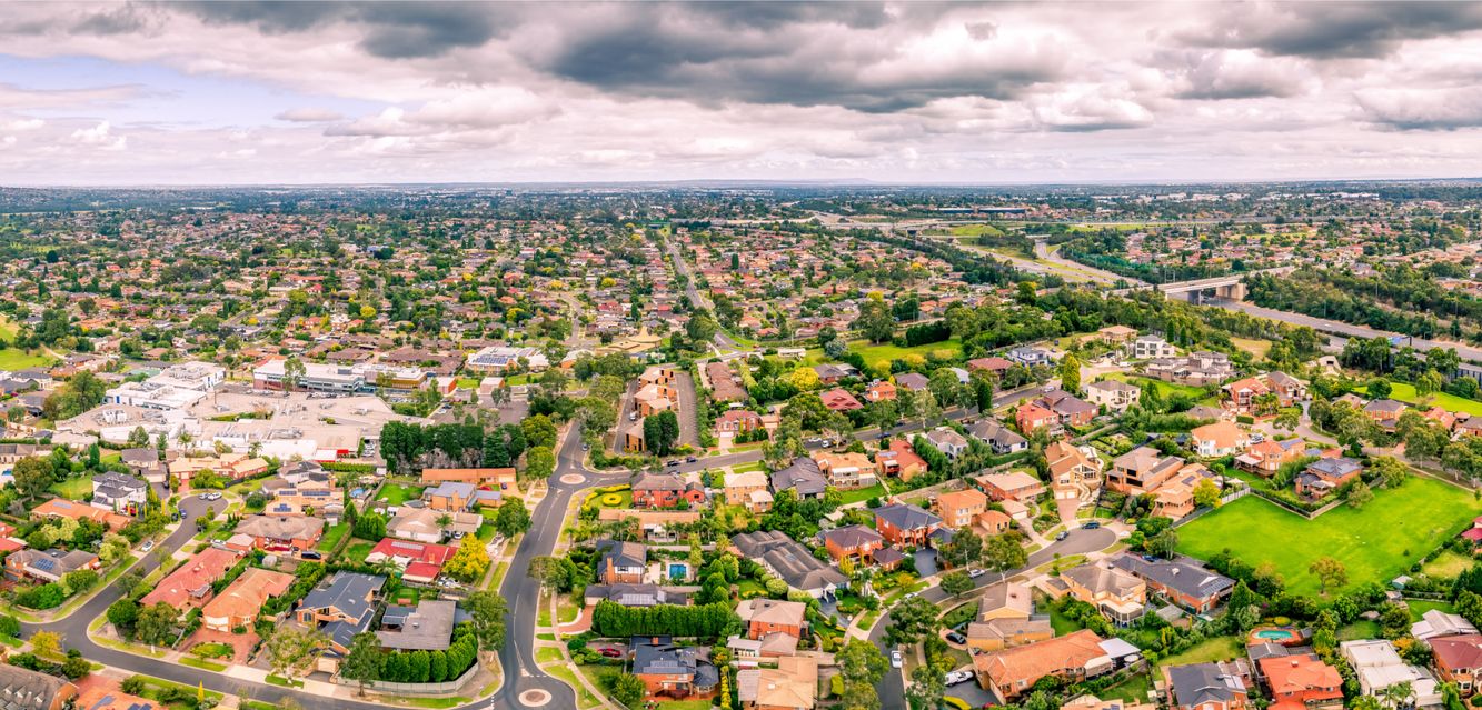 An aerial view of the Melbourne suburb of Mulgrave.