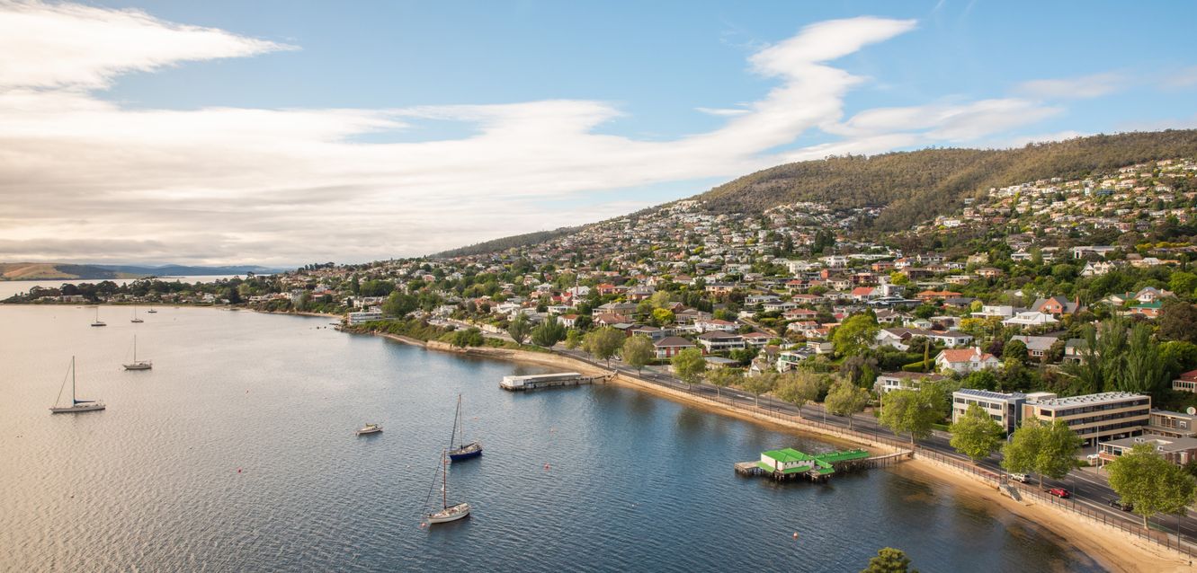 Morning light at Sandy Bay near Hobart, Tasmania.