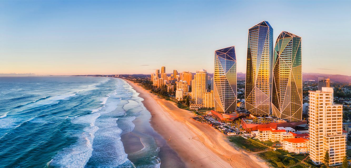 Early morning casts its light across Surfers Paradise.