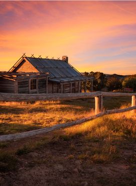 Sunset above Craigs Hut in the Victorian Alps, Australia.