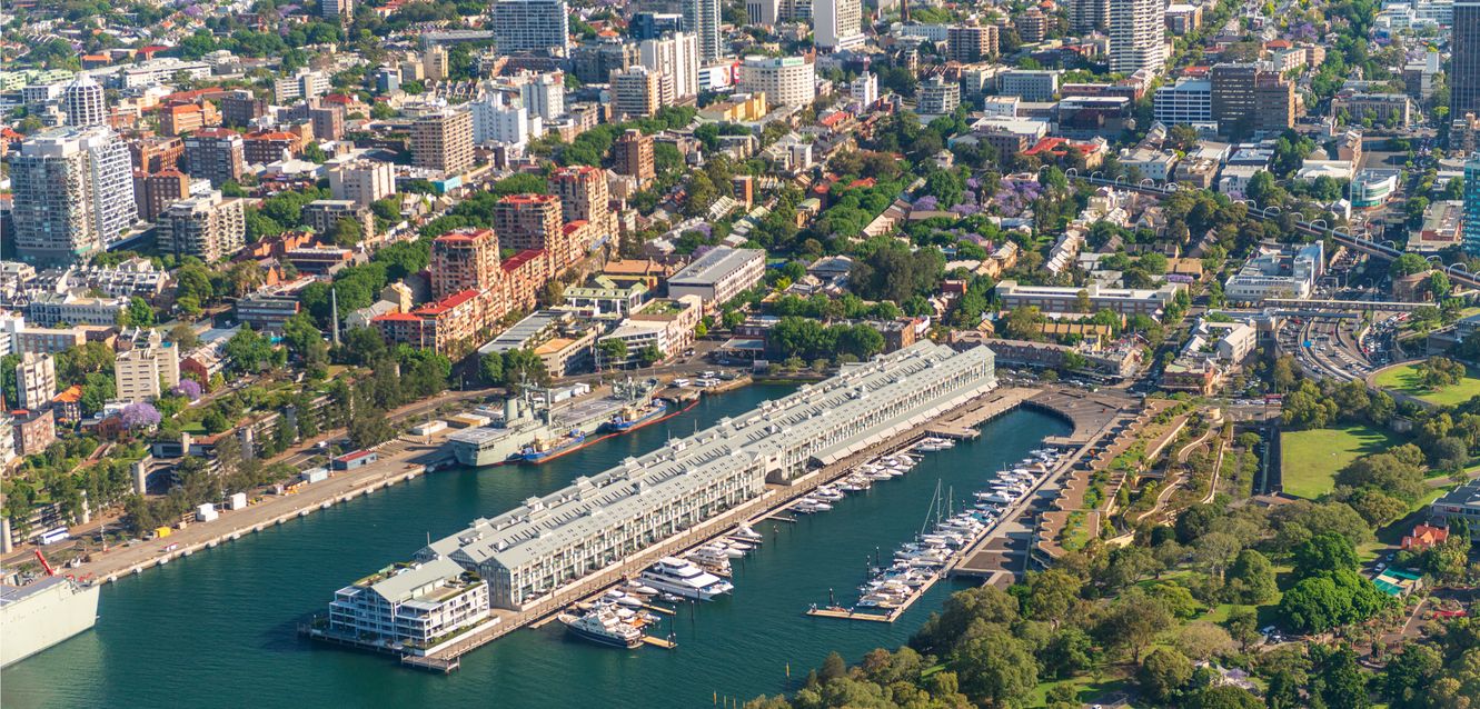 An aerial view of Woolloomooloo, Sydney.