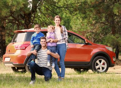 A large car can accommodate big groups while travelling.