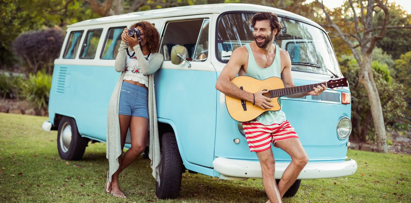 Relaxing by a Kombi van