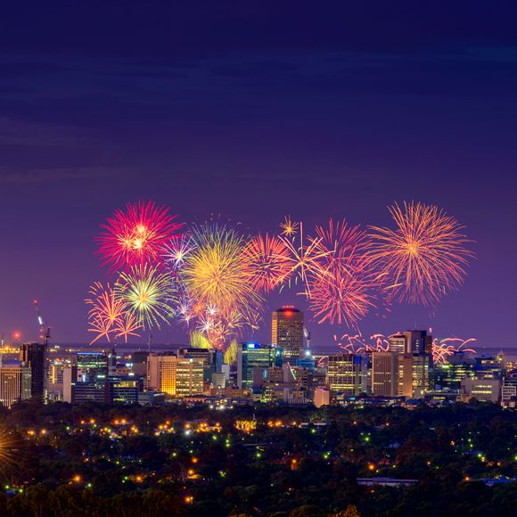 New Year Fireworks display in Adelaide, South Australia.