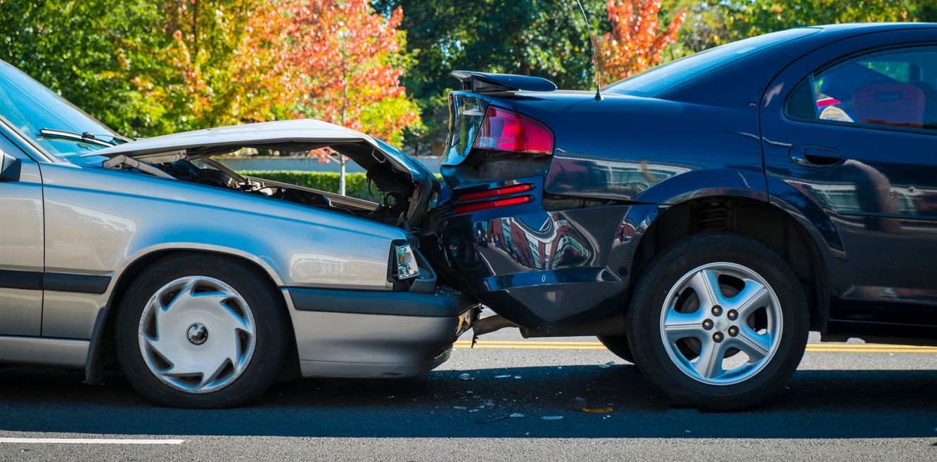 Auto accident involving two cars.