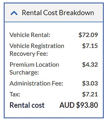 Car rental cost breakdown