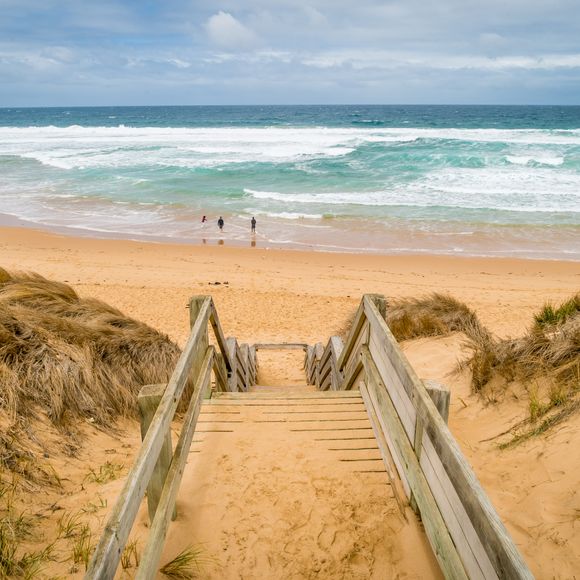 Stairs leading to the sand in Woolamai, Phillip Island.