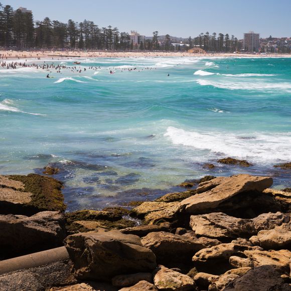 Waves breaking on Manly Beach.