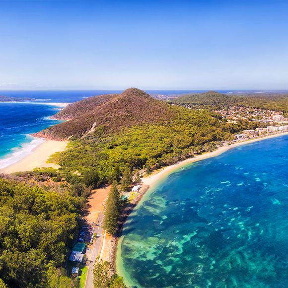 Port Stephens coast Shoal bay town waterfront.