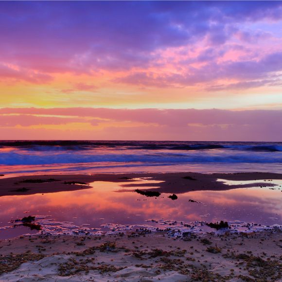 A red dawn at The Entrance.