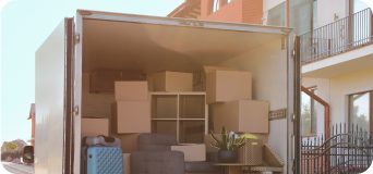 back of a moving truck with opened rear doors
